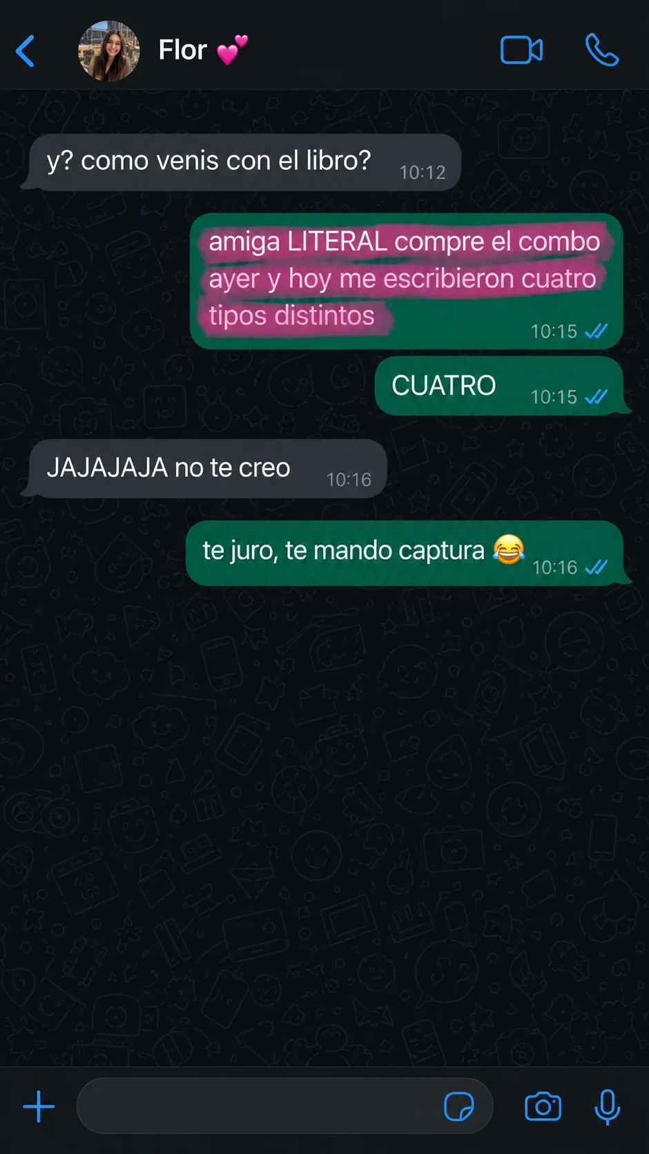 LITERAL compré el combo ayer y hoy me escribieron cuatro tipos distintos